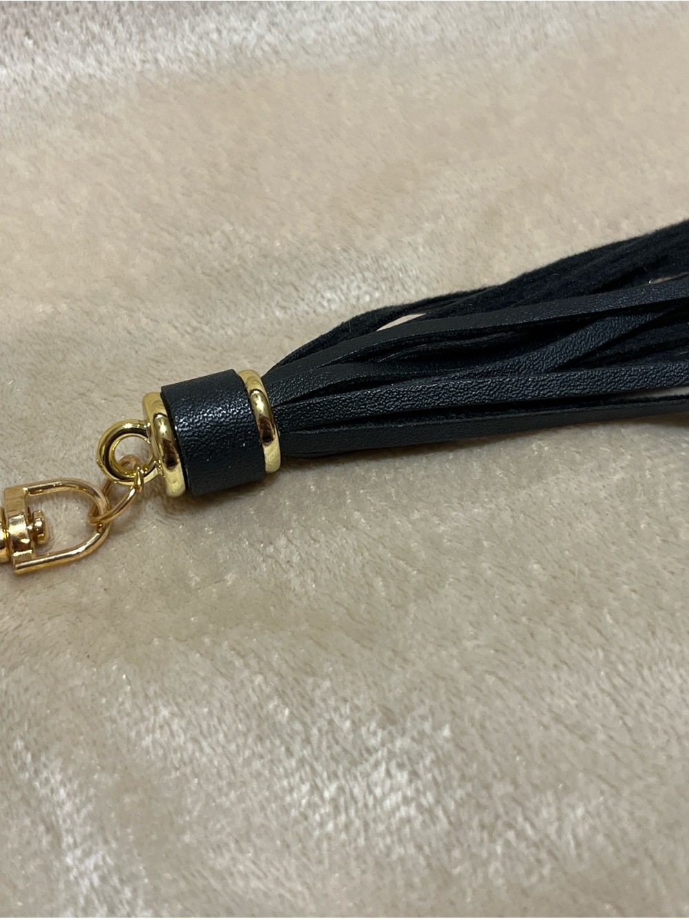 Black Leather Tassel Keychain w/ Lobster Clasp 6"